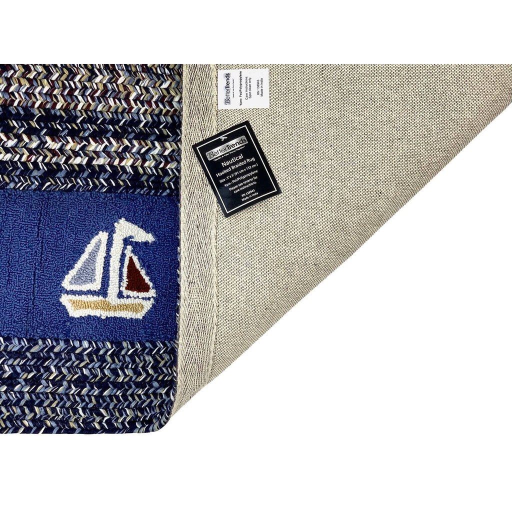 Nautical Rectangle Hooked Rug L893