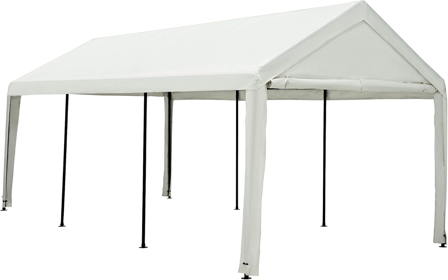 White 10 x 20 ft Heavy Duty Carport with Ventilated Windows and Removable Sidewalls L8269