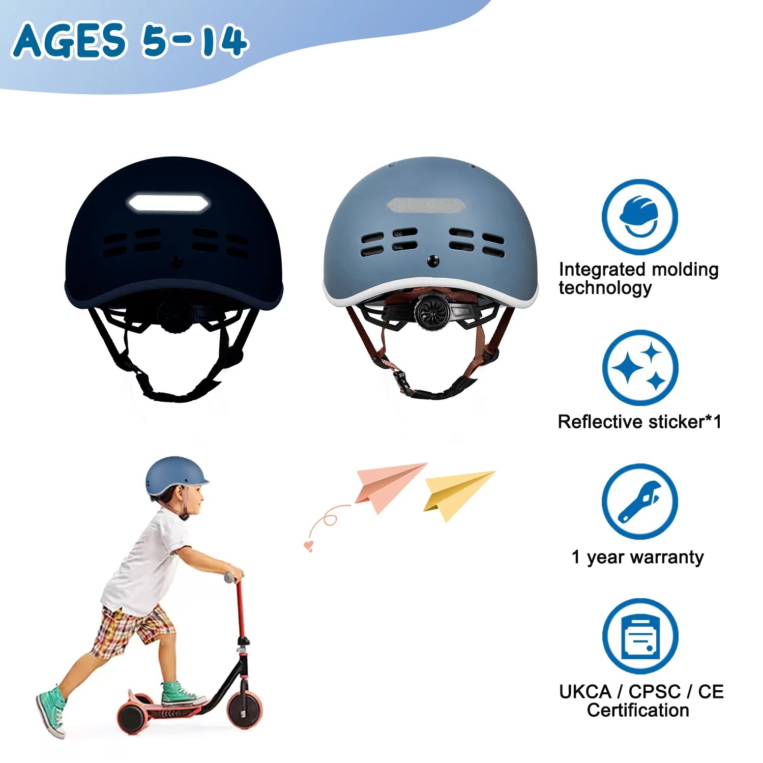 Kids Bike Helmet Skateboard Helmet Scooter Helmet Adjustable Durable（51-57cm） M475316