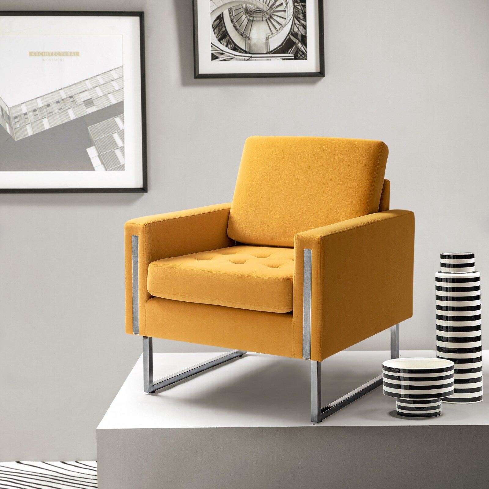 Velvet Club Chair with Metal Legs X245