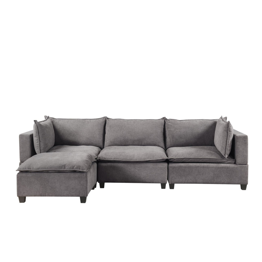 Light Gray Fabric Reversible Sectional Sofa Ottoman E484063