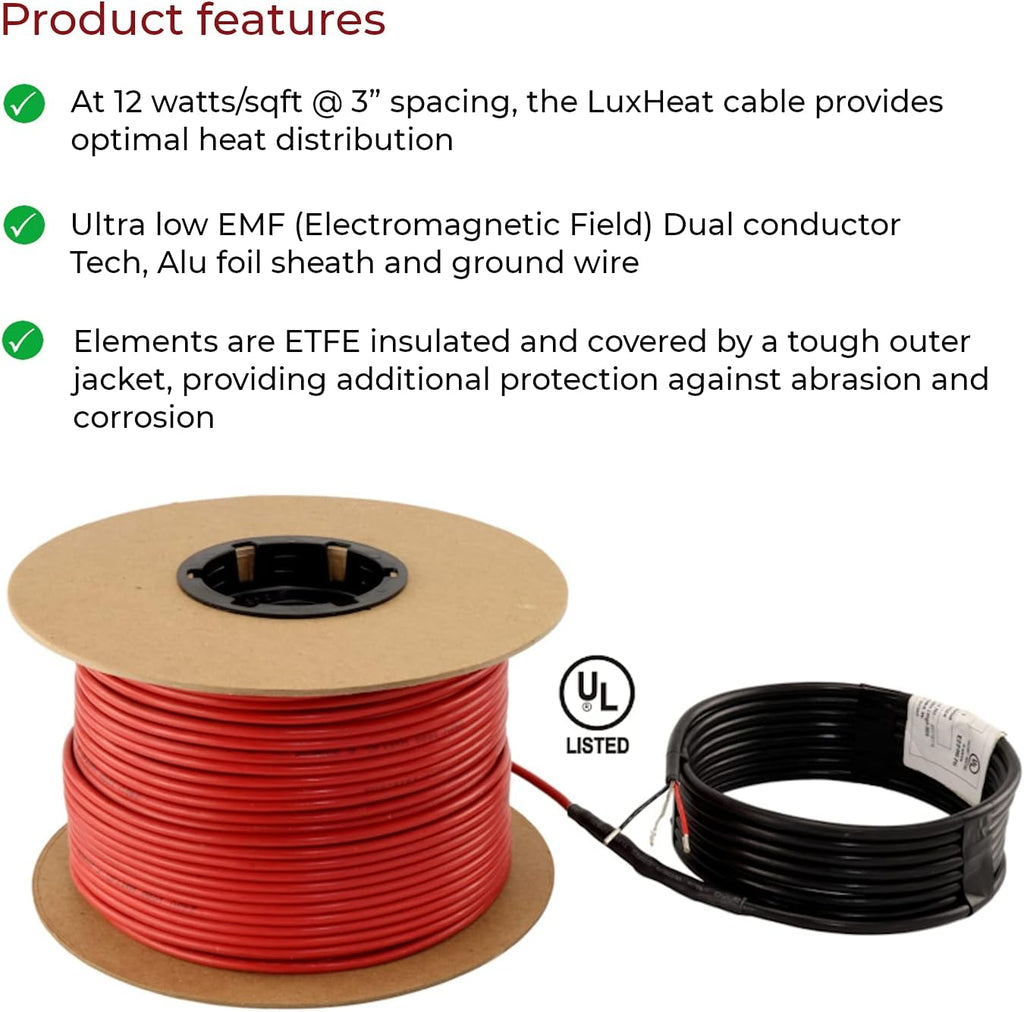 20 Sqft 120v Electric Radiant Floor Heating System Under Tile with WiFi Programmable Thermostat J9814