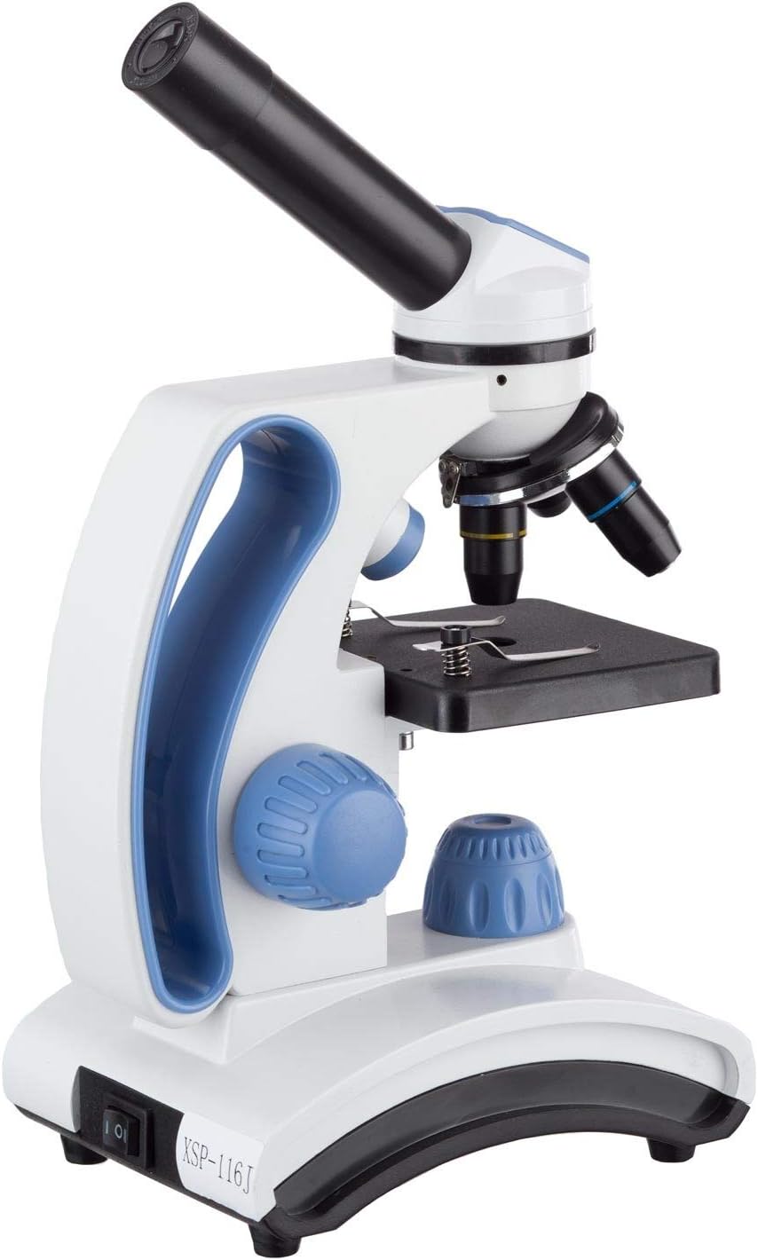 40X-1000X Student Lab Compound Monocular Microscope with Optical Glass Lenses and Slide Preparation Kit G674