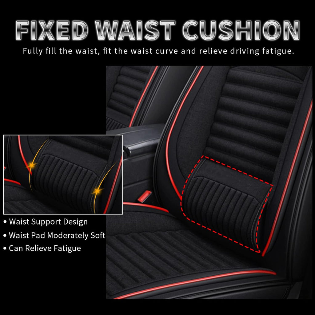 Red&Black Linen Car Seat Covers Full Set F652