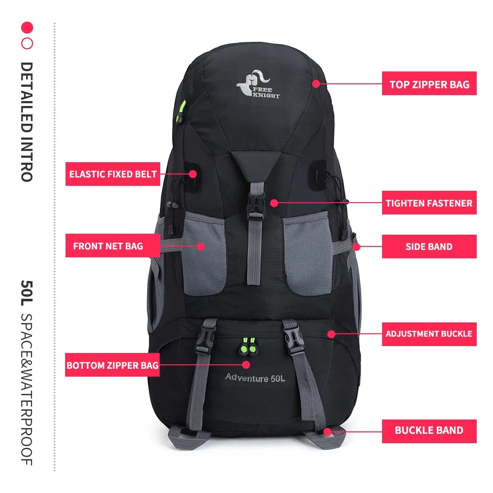 50L Lightweight Water Resistant Hiking Backpack S9207