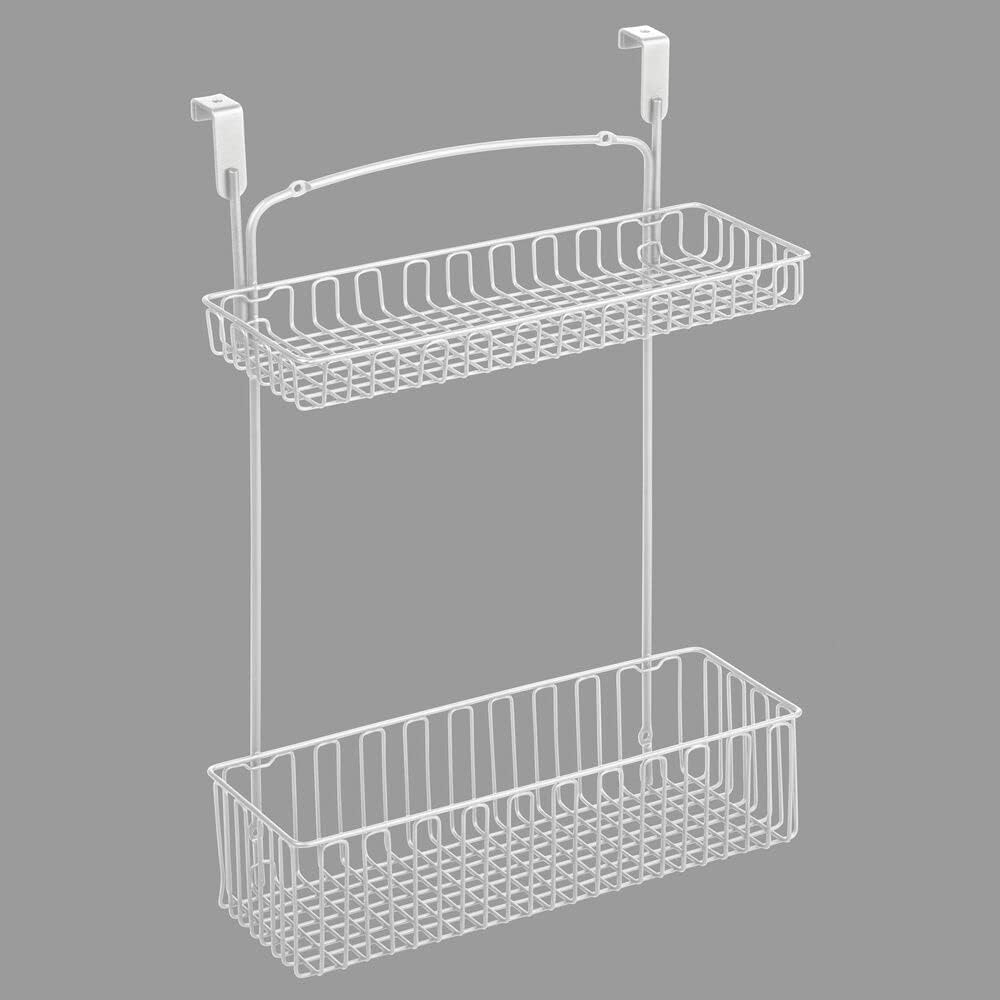 Matte White Metal Over Cabinet Kitchen Storage Organizer Basket, 2 Pack F76013