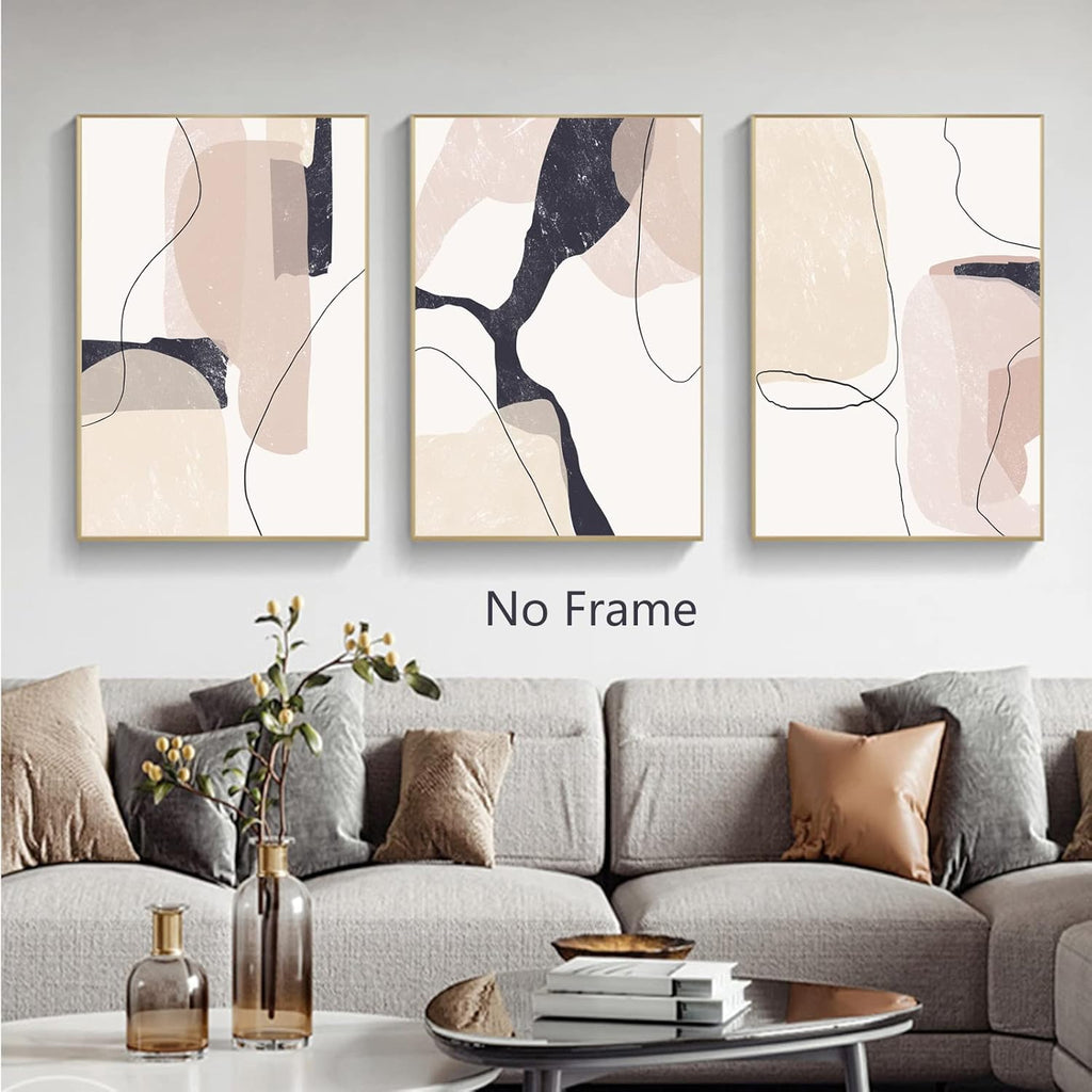 Beige Abstract Canvas Wall Art 20x28inchx3pcs No Frame D6196