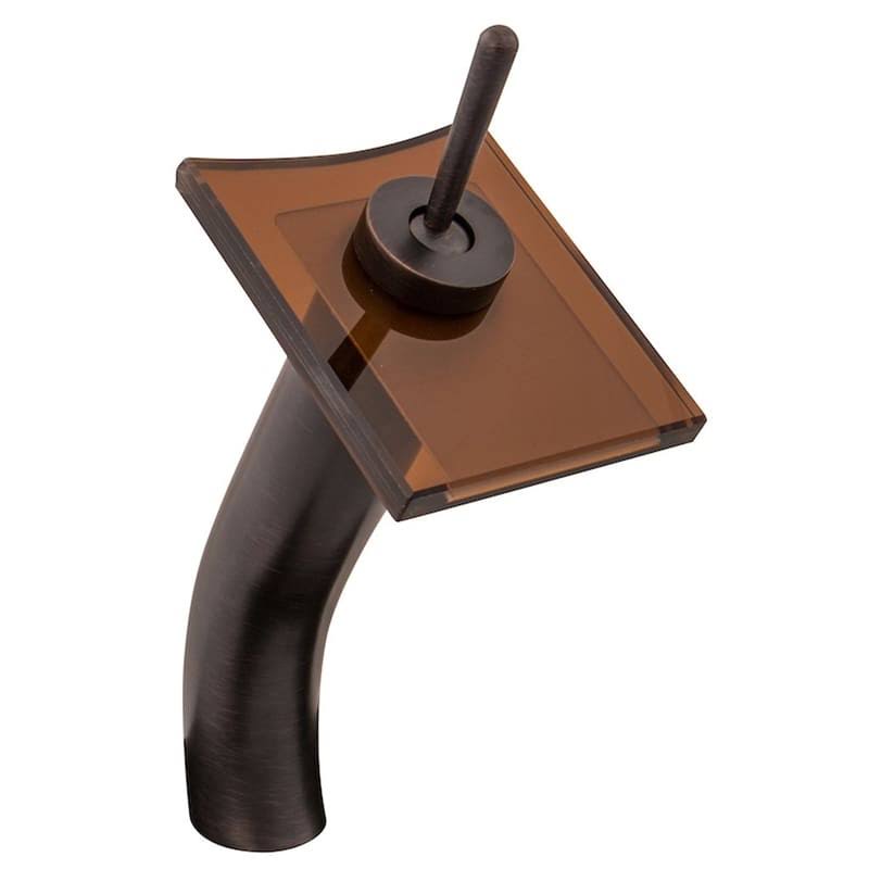 1.8 GPM Single Hole Waterfall Vessel Bathroom Faucet Oil Rubbed Bronze Brown Glass G323