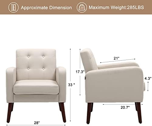 Dark Grey Linen Arm Chair with Solid Wood Legs M49954