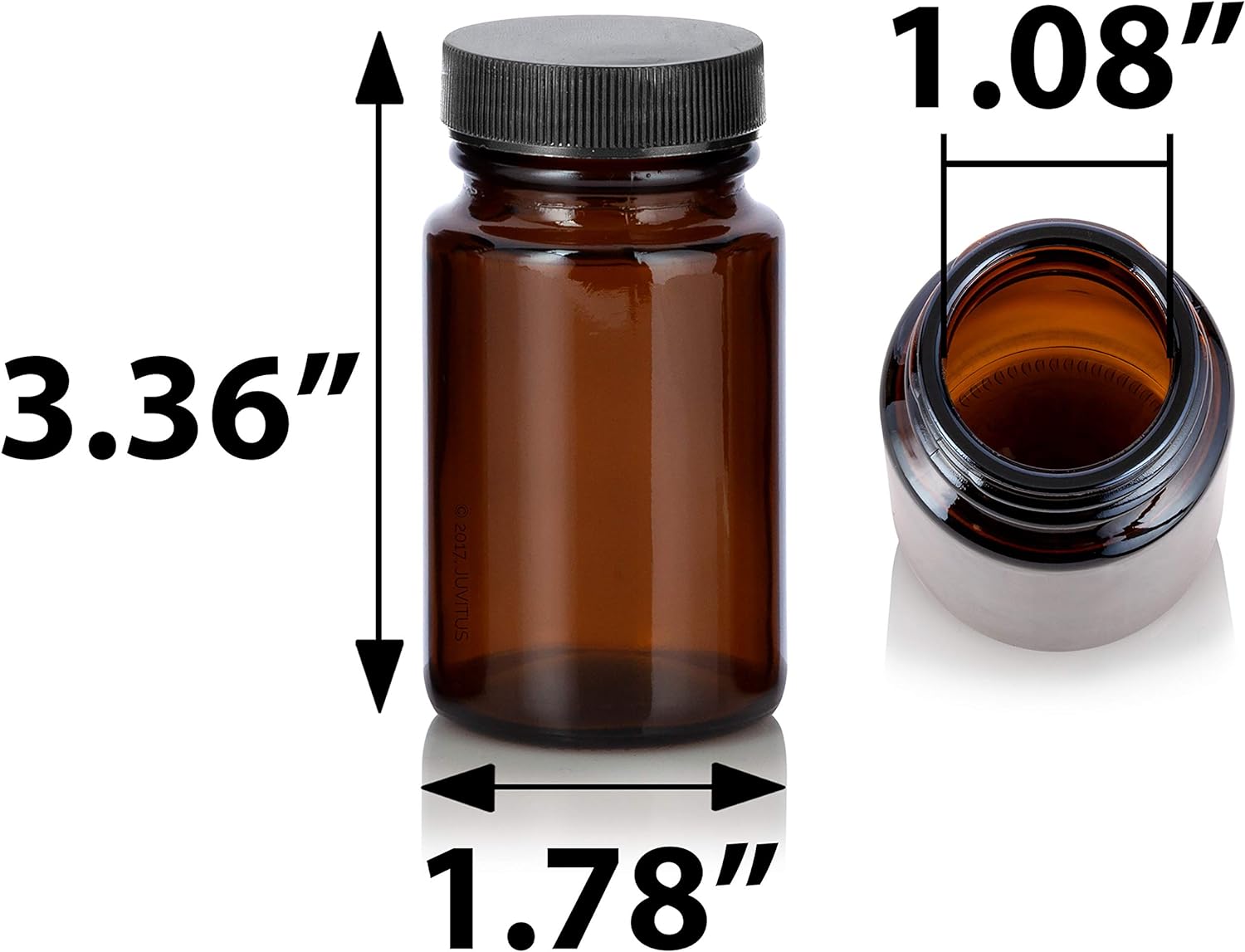 24 Pack Amber Glass Bottle with Black Ribbed Lid O76506