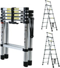 Telescopic Step Ladder Aluminium Heavy Duty 150KG Capacity Folding Anti-Slip Stepladder D949