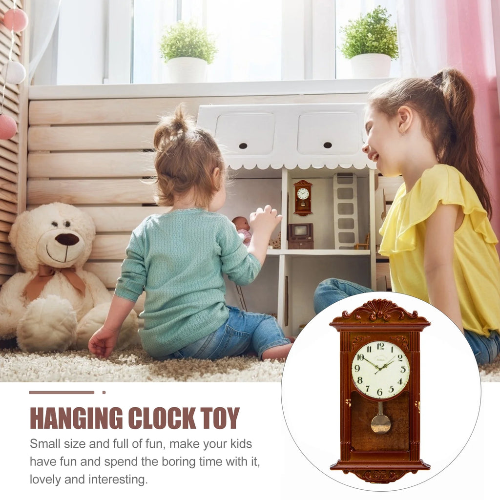 Mini Toy Hanging Clock Dollhouse Roman Clock Bell Metal K81204