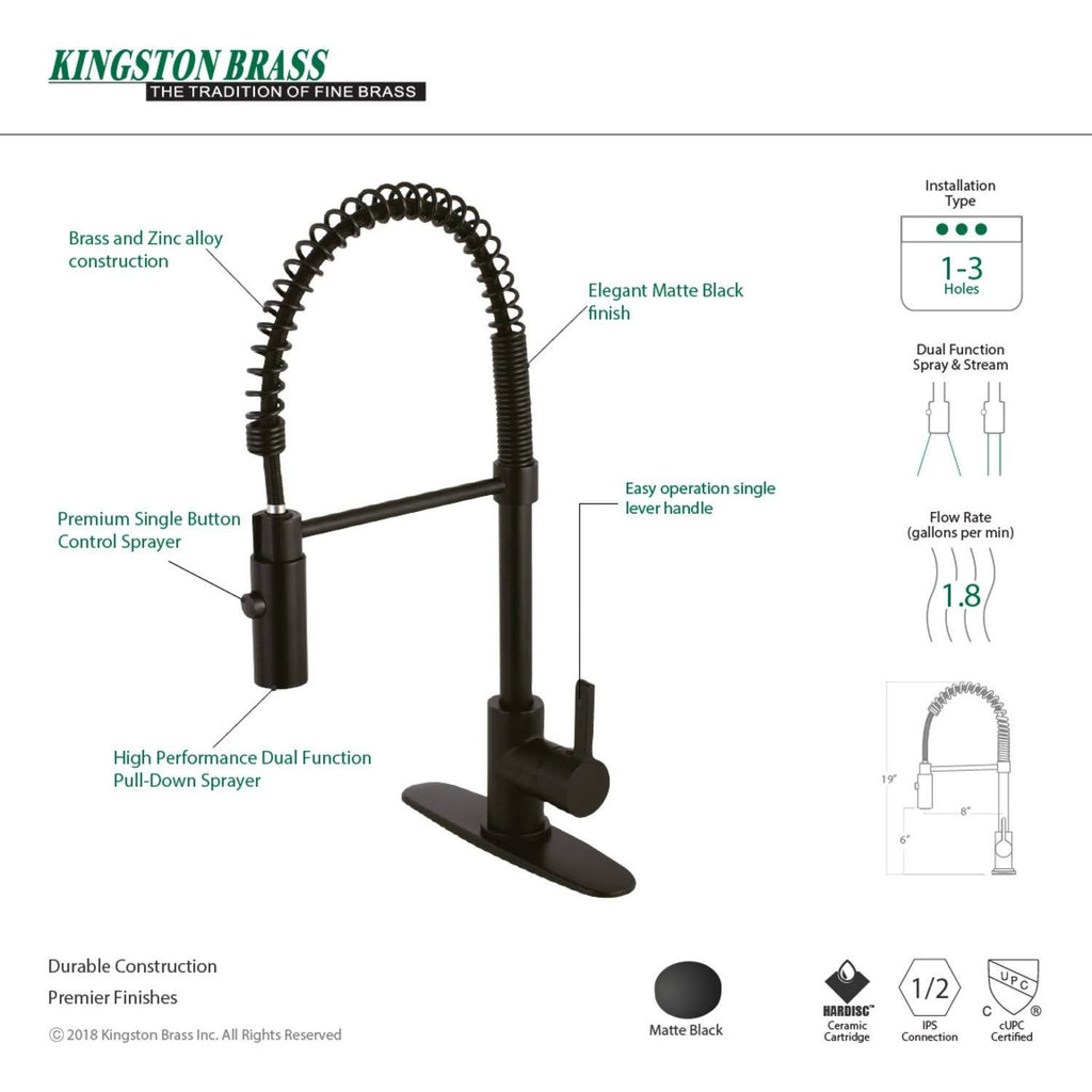 Matte Black Single-Handle Pre-Rinse Kitchen Faucet P6205