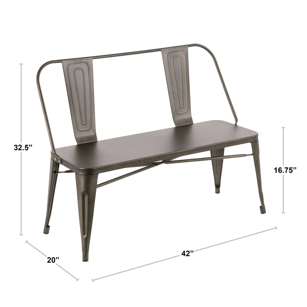 Vintage White Industrial Metal Bench I705