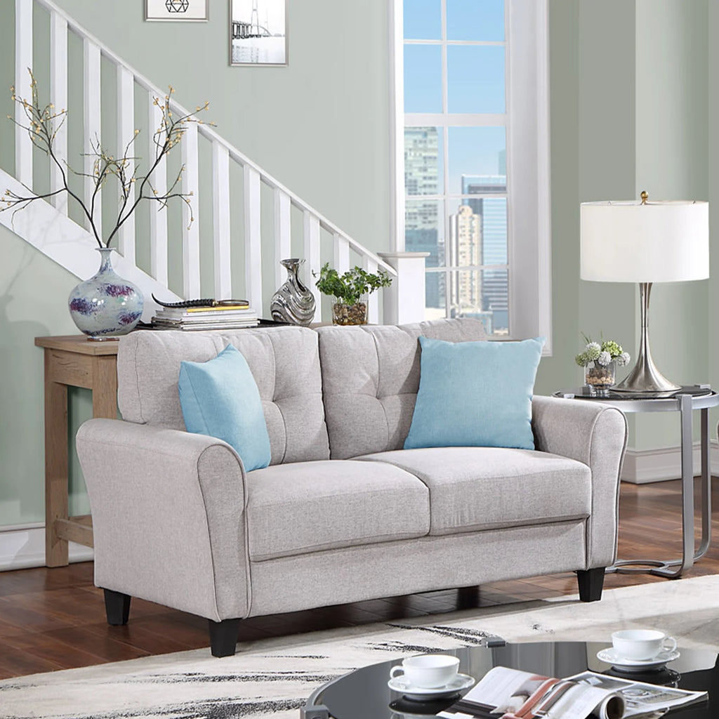 Linen Upholstered Light Grey Sofa Set (2+3-Seat) I24852