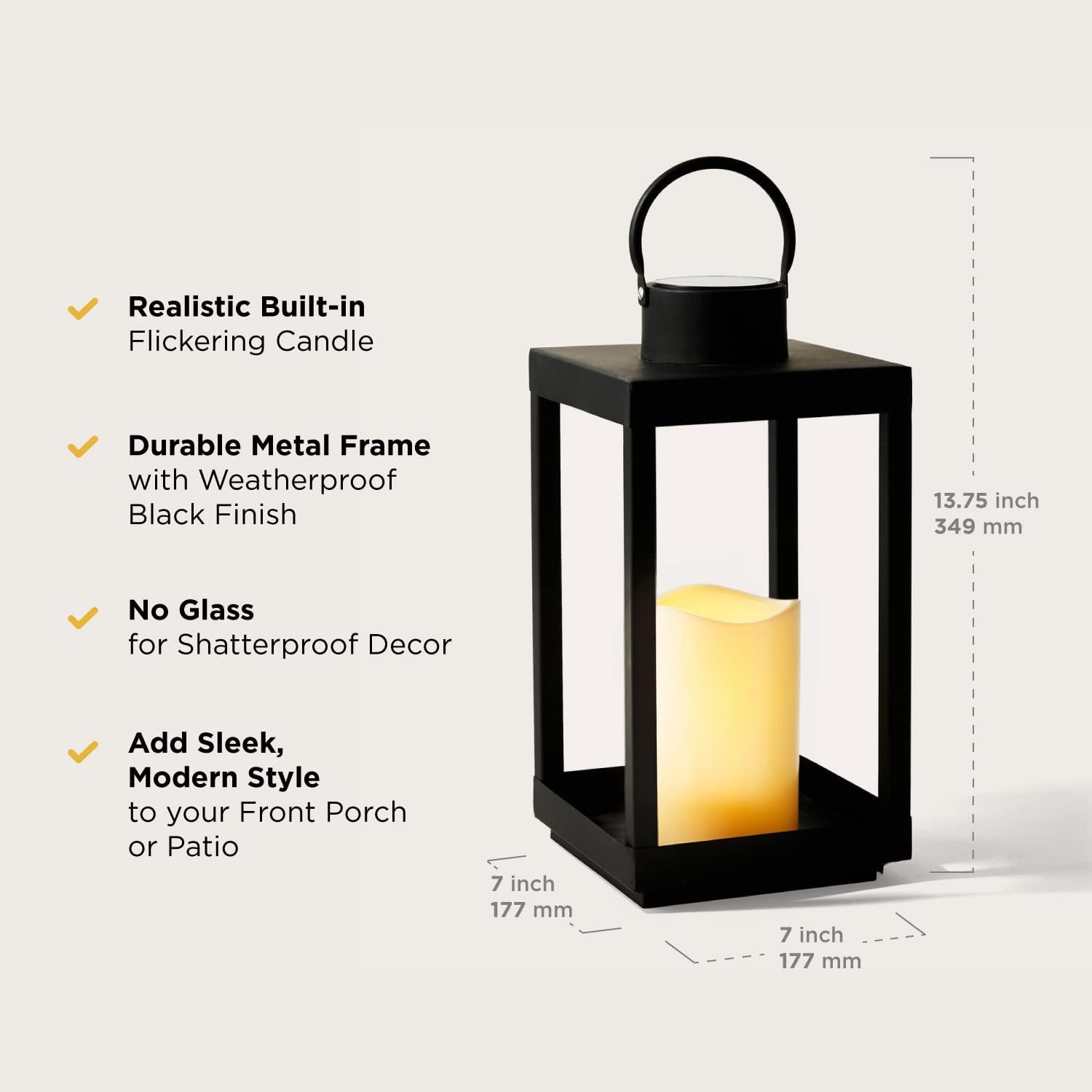 Matte Black Metal Candle Holder Lantern Y4543