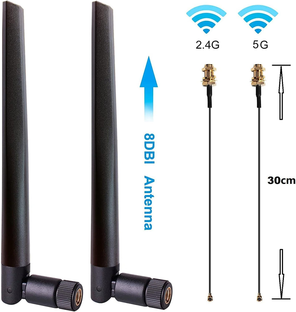 WiFi 6E Desktop Kit, AX210, 2230, 2x2 AX+BT 5.2, Tri-Band, 5dBi Antennas and Brackets Pack of 2 V771268