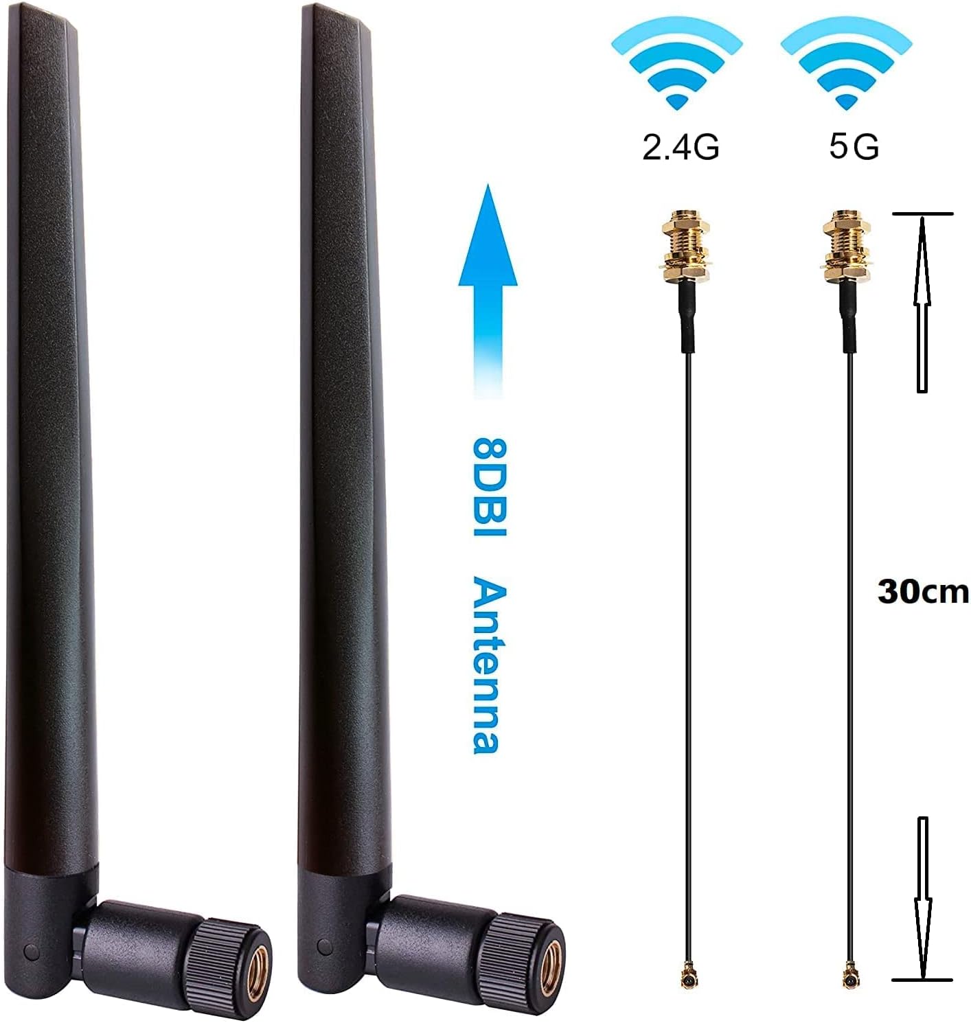 WiFi 6E Desktop Kit, AX210, 2230, 2x2 AX+BT 5.2, Tri-Band, 5dBi Antennas and Brackets Pack of 2 V771268