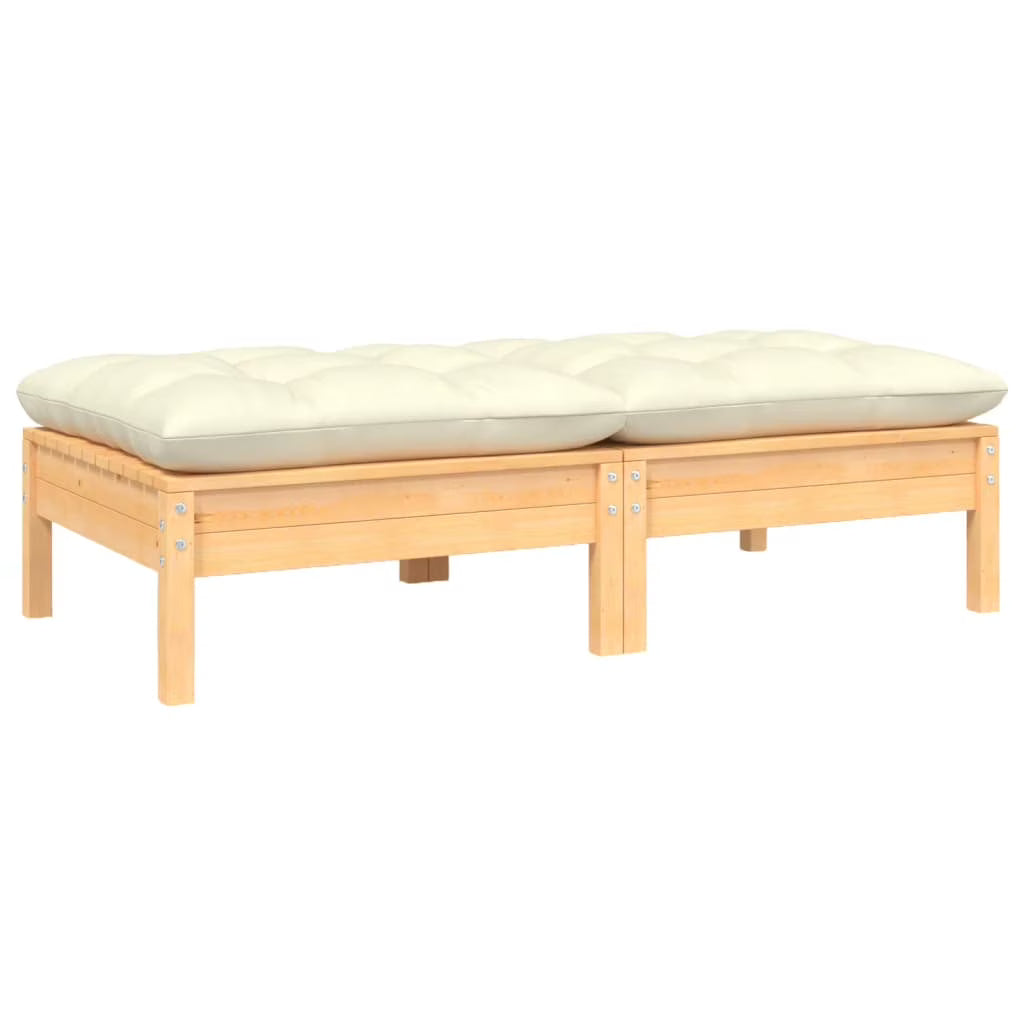 2-Seater Patio Sofa with Cushions Solid Pinewood H39428