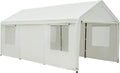 White 10 x 20 ft Heavy Duty Carport with Ventilated Windows and Removable Sidewalls L8269