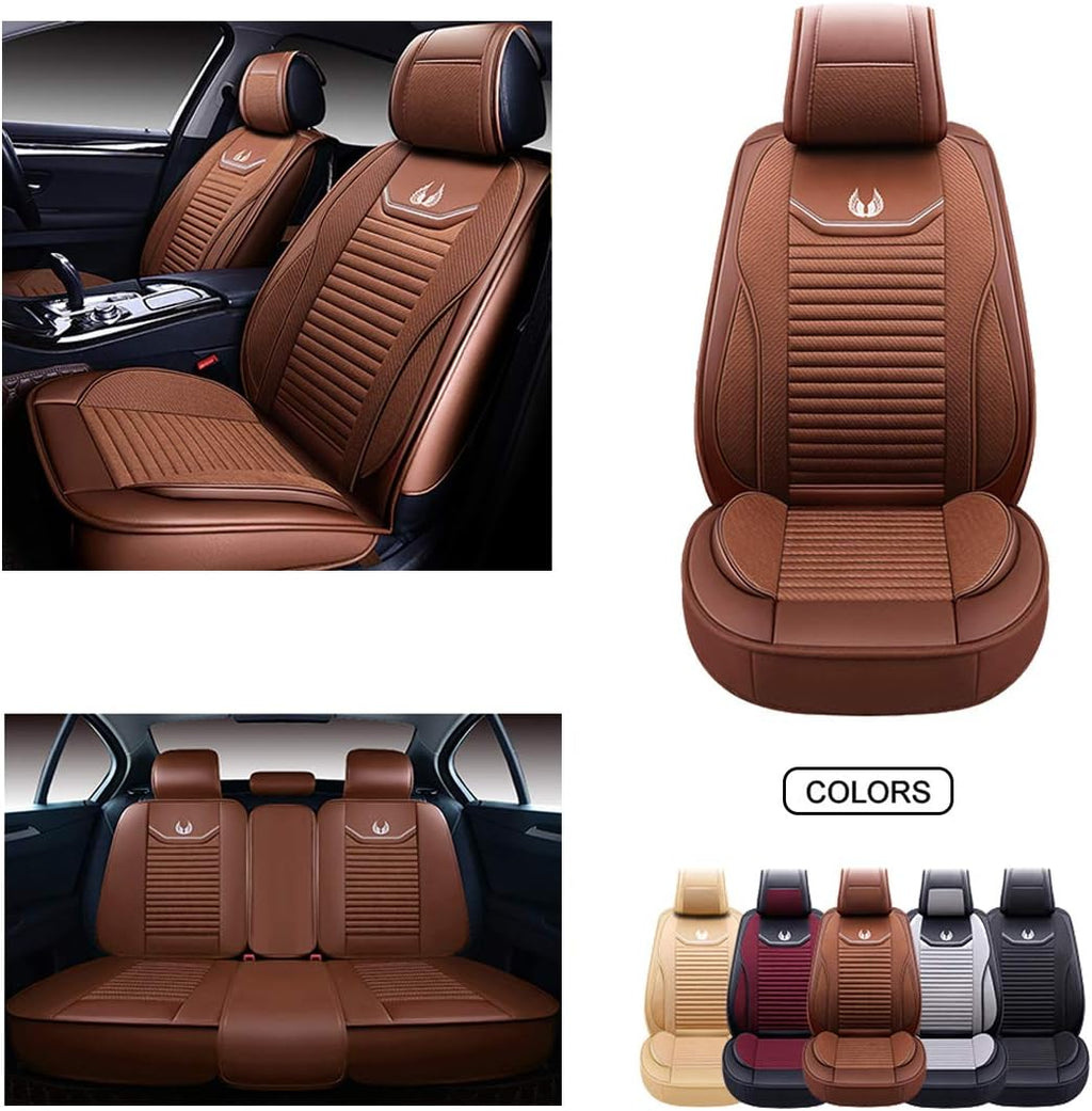 Red Faux Leather Car Seat Covers Set T332686