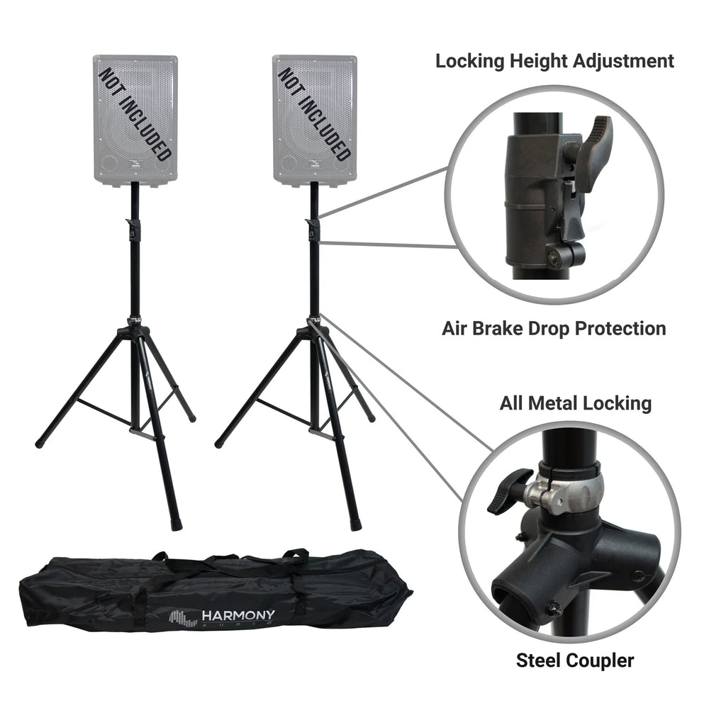 10" Pro DJ Powered 400W PA Speaker Pair with Tripod Stands & XLR Cables S69984
