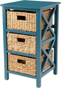 White 3 Tier End Table with 3 Baskets A234133