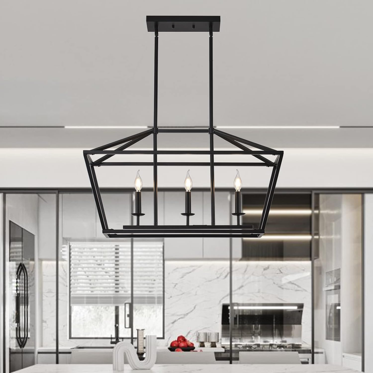 3-Light Black Farmhouse Chandelier R70347