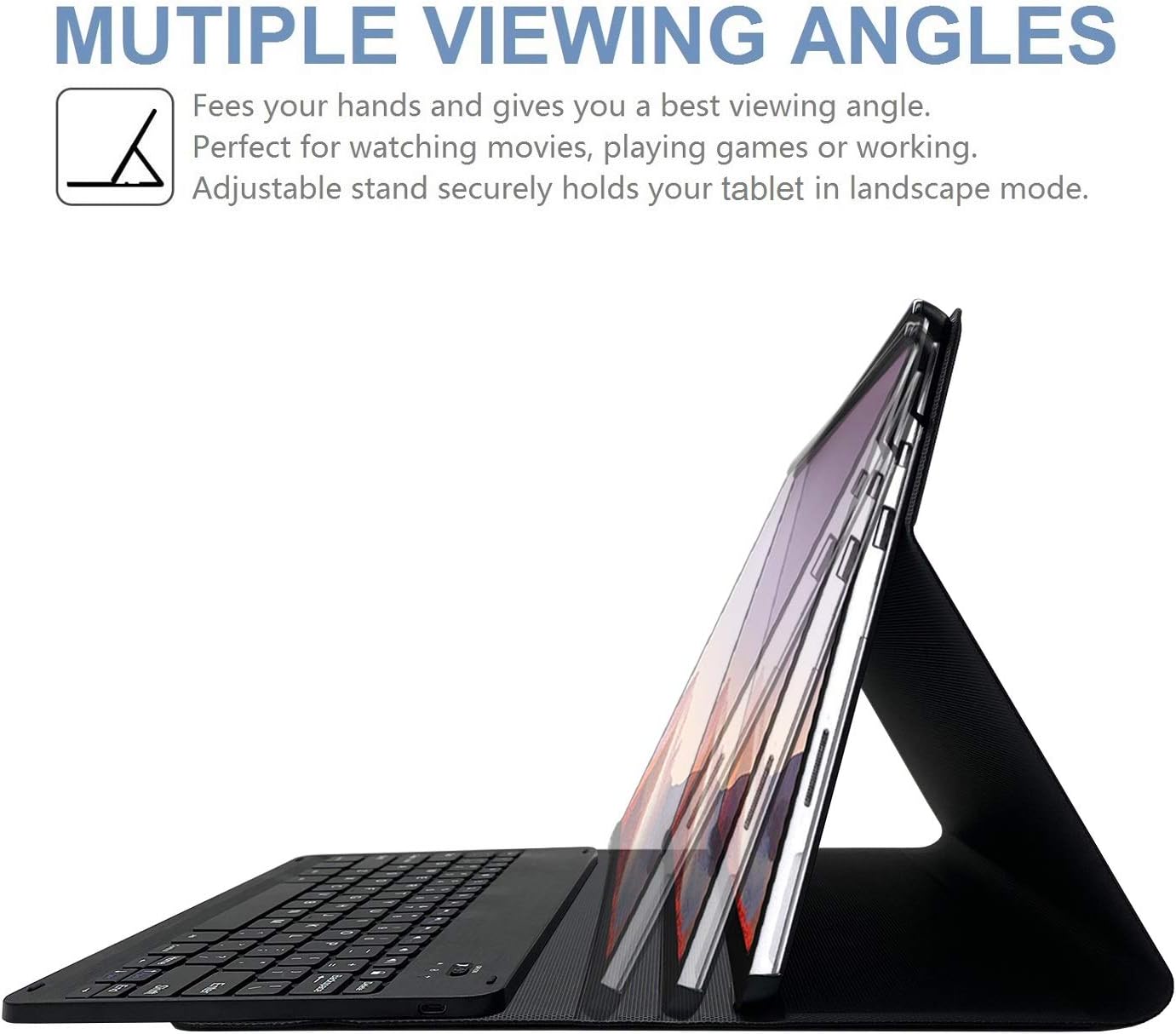 Backlit Keyboard Case with Detachable Wireless Keyboard for 12.3 Inch Tablet P382159