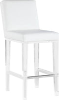 White Counter Stool with Solid Acrylic Legs E527197