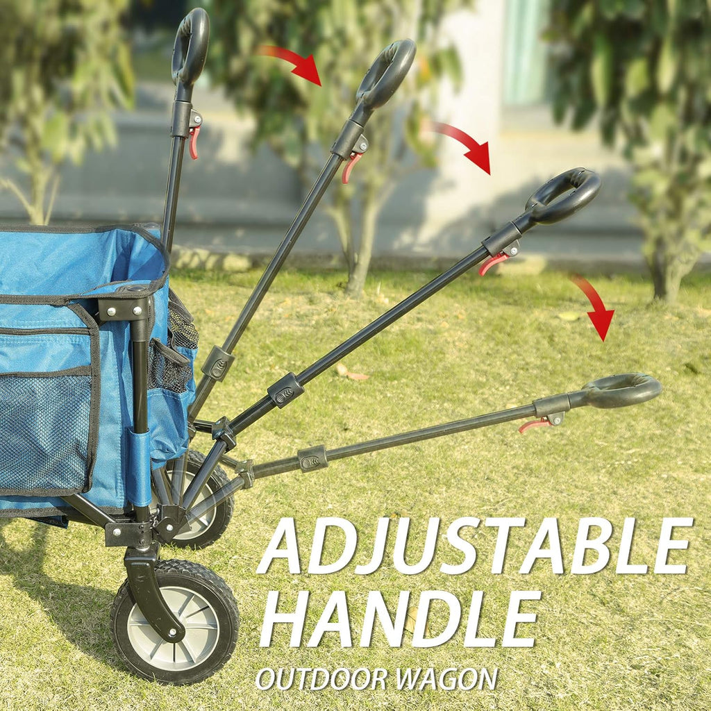 Collapsible Outdoor Folding Wagon Cart with Side Bag Cup Holder L6158