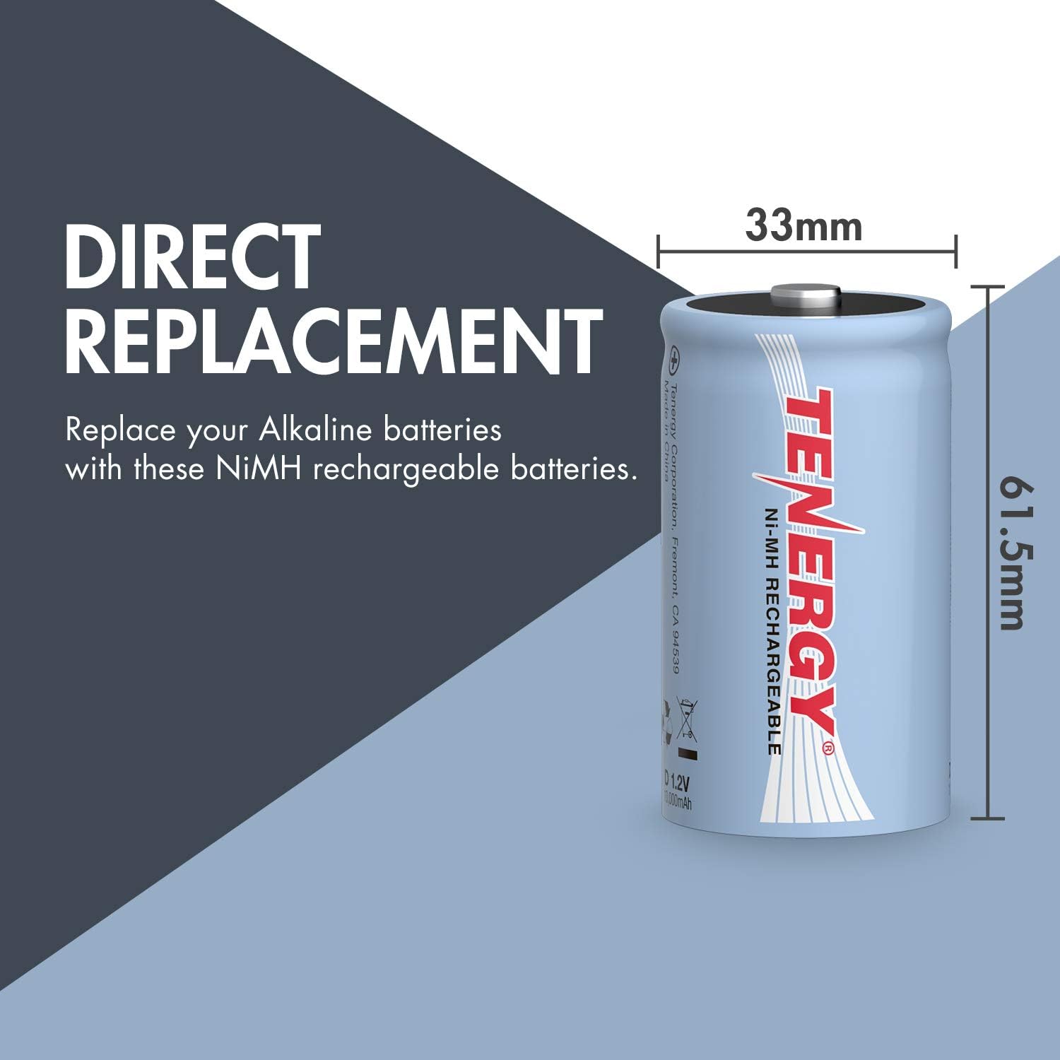 10000mAh NiMH D Battery 16-Pack D5250