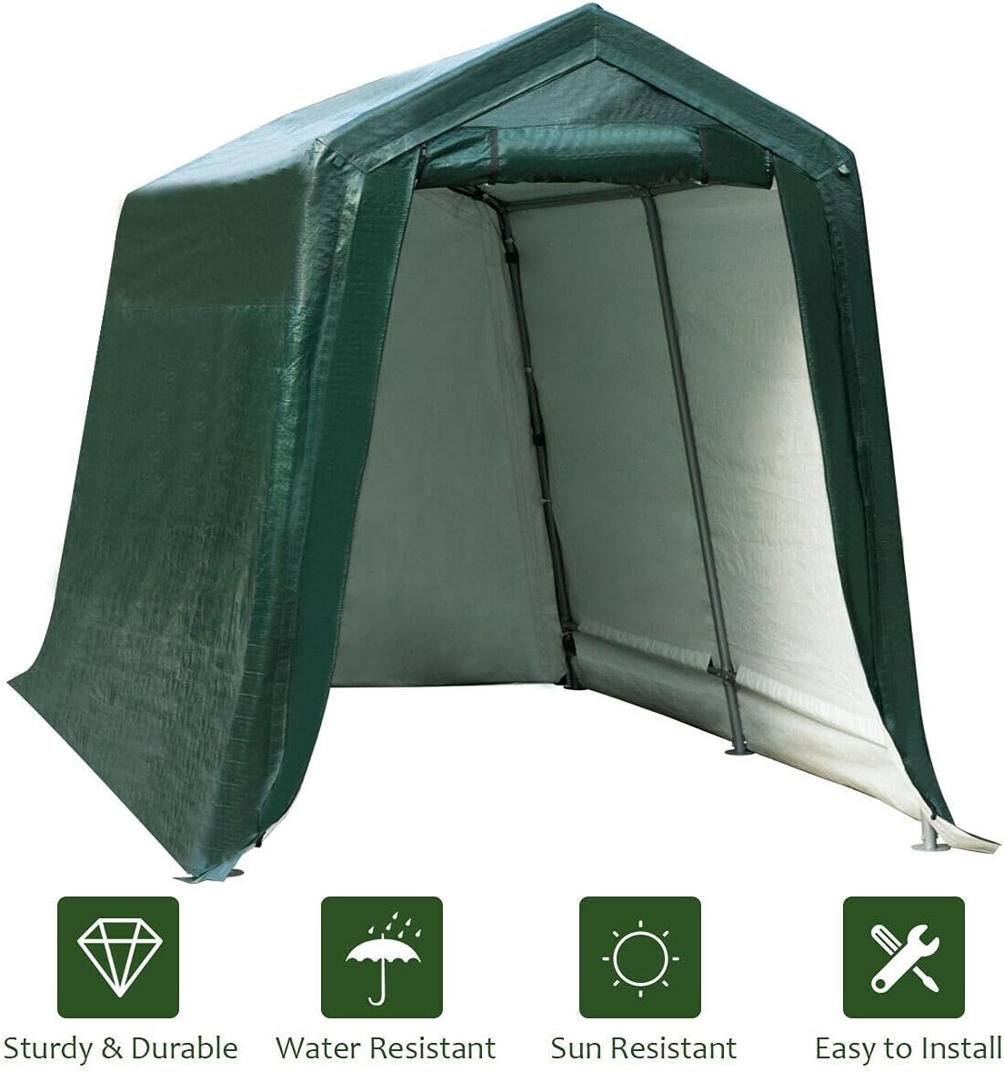 7 Ft x 12 Ft Outdoor Carport Patio Storage Shelter Metal Frame and Waterproof Ripstop Cover N794