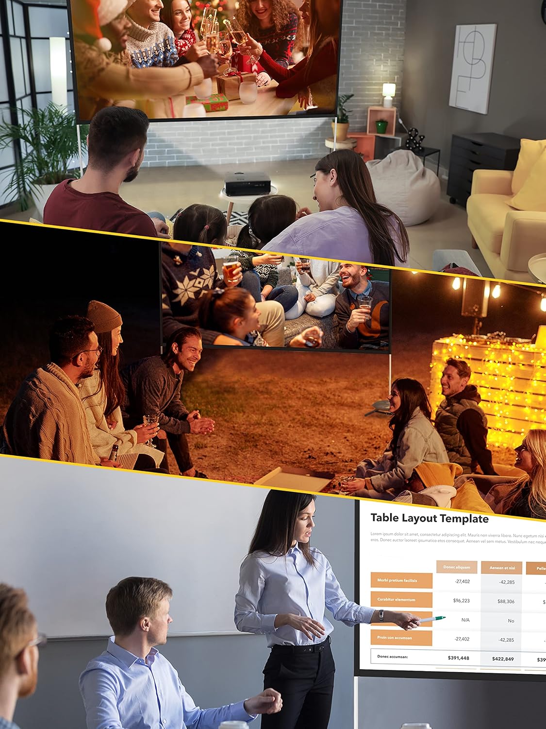 100 Inch 16:9 Portable Projector Screen with Stand and Carry Bag N3442