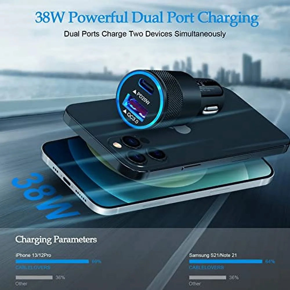 20W PD USB Phone Charger Block with 2 Pack 6FT C-to-C Cable X43779