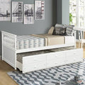 White Twin Daybed with Trundle Bed and Storage Drawers N2809