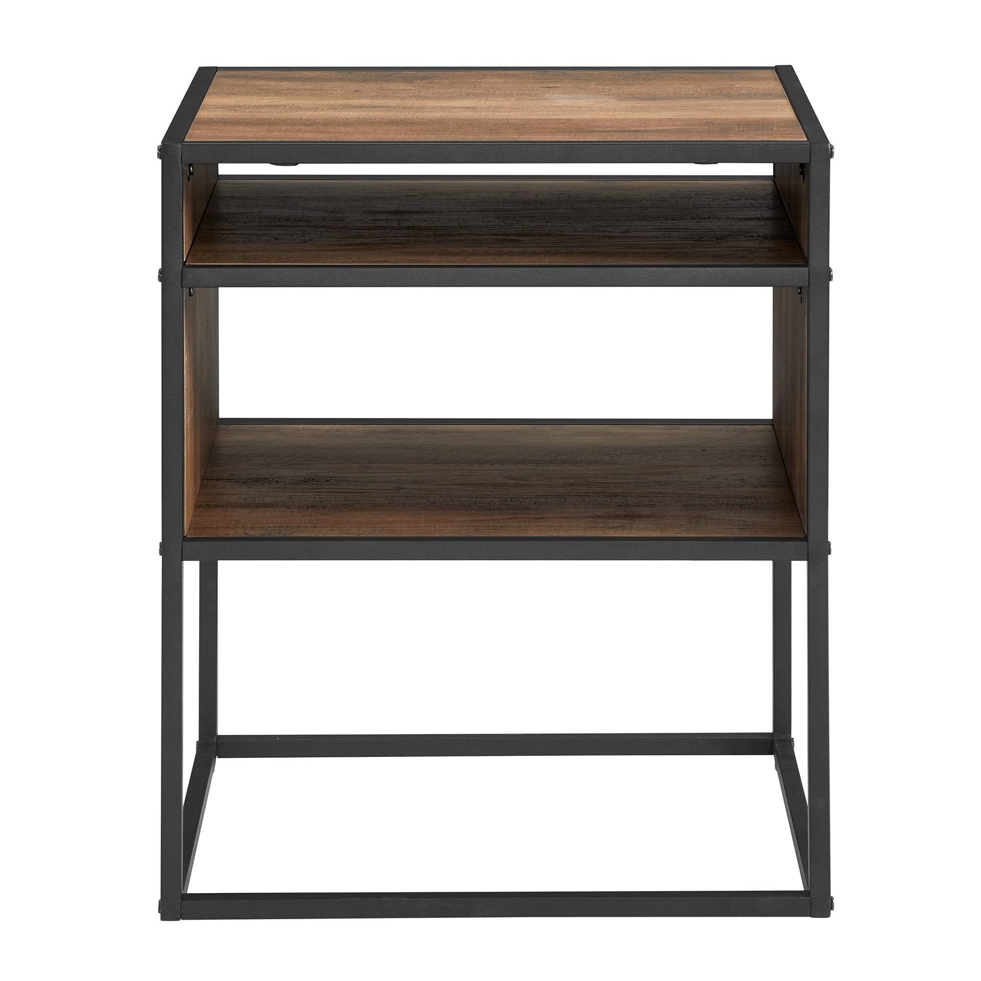 Dark Walnut Side Table with Open Shelf R3486