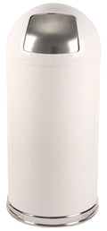 White 15 Gallon Push Dome Top Waste Receptacle H604495