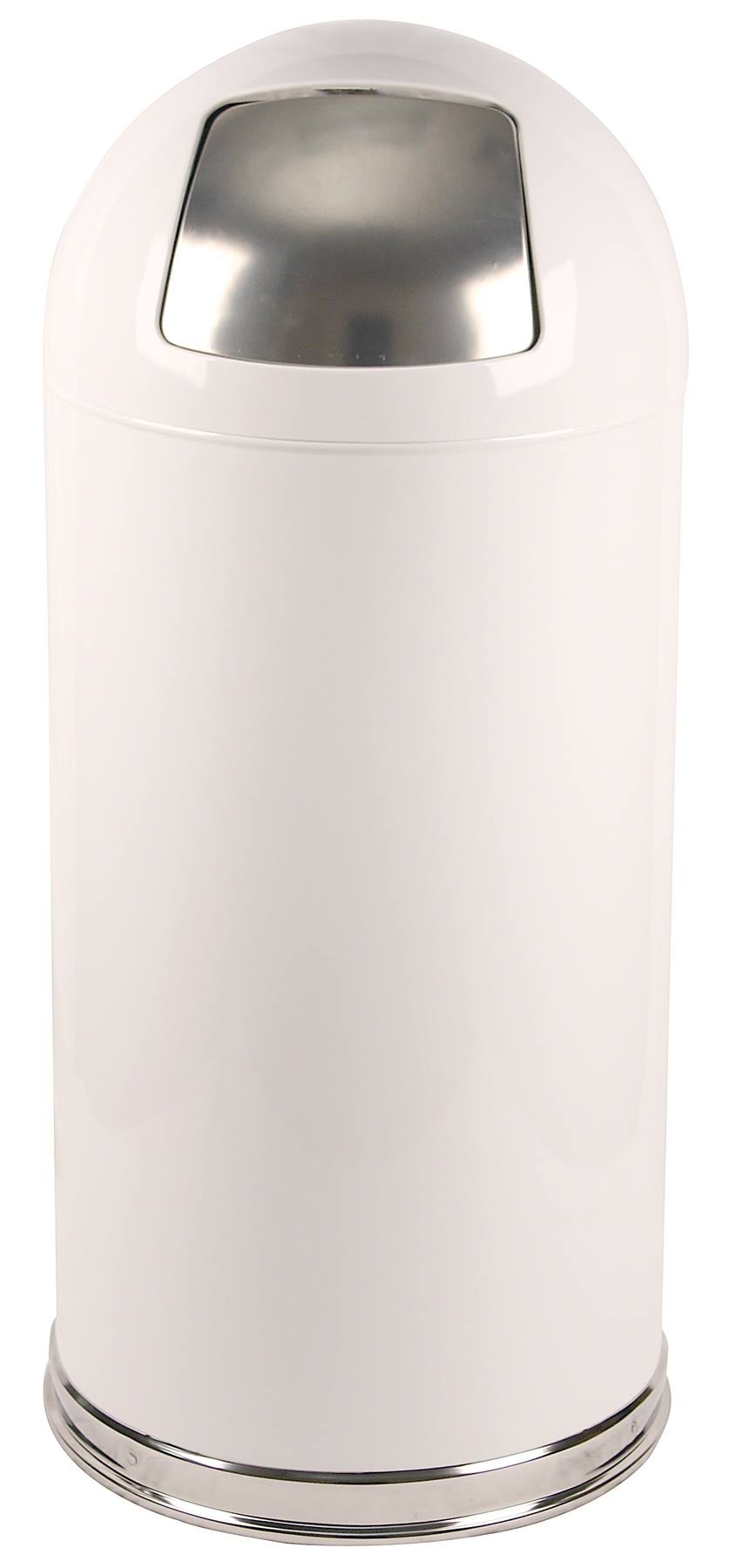 White 15 Gallon Push Dome Top Waste Receptacle H604495