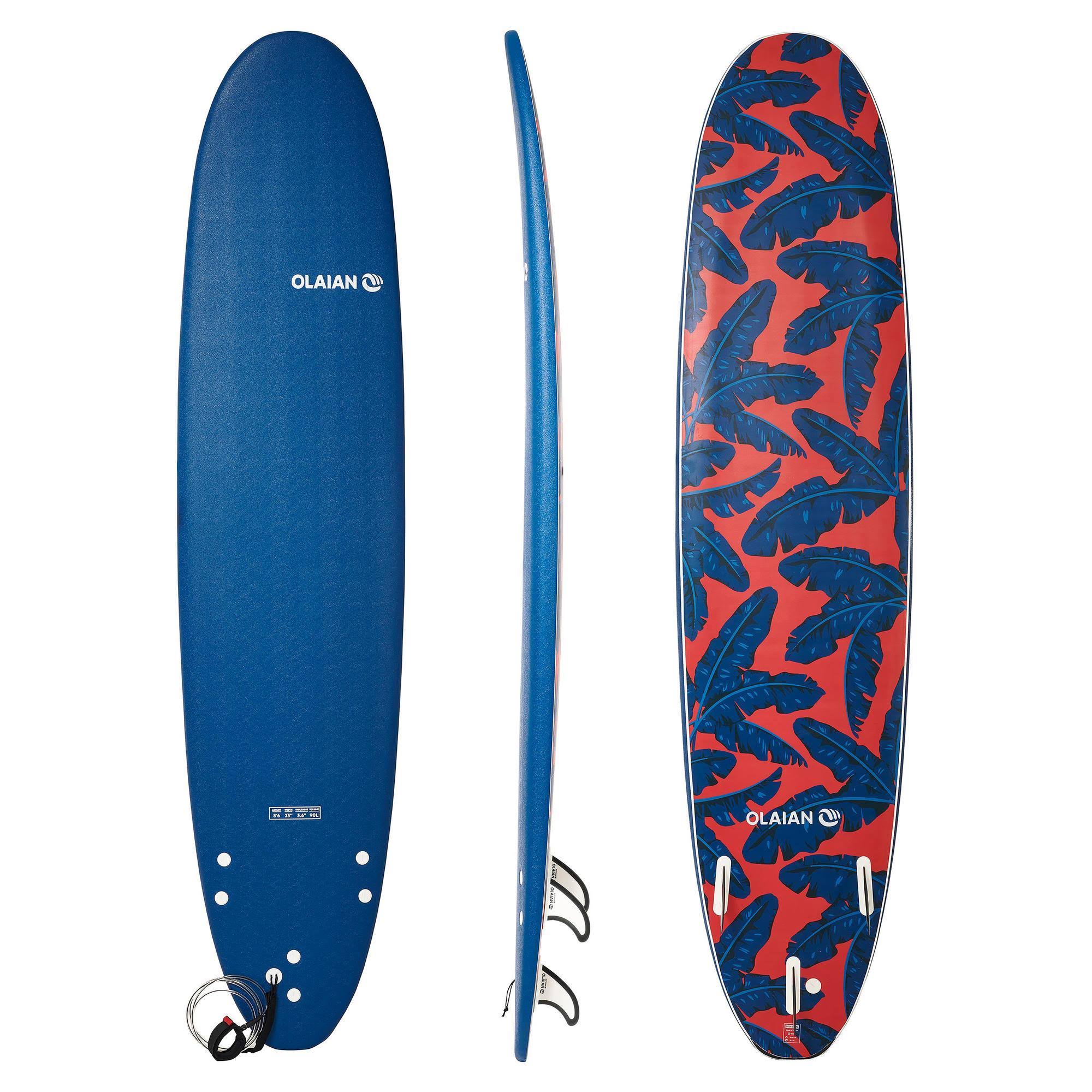 8&6x22 Foam Surfboard with Leash and 3 Fins T23525