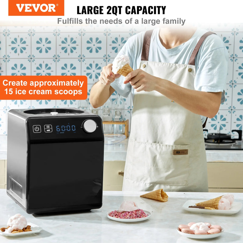 2 Quart Automatic Ice Cream Machine Electric Yogurt Gelato Maker Black S2677