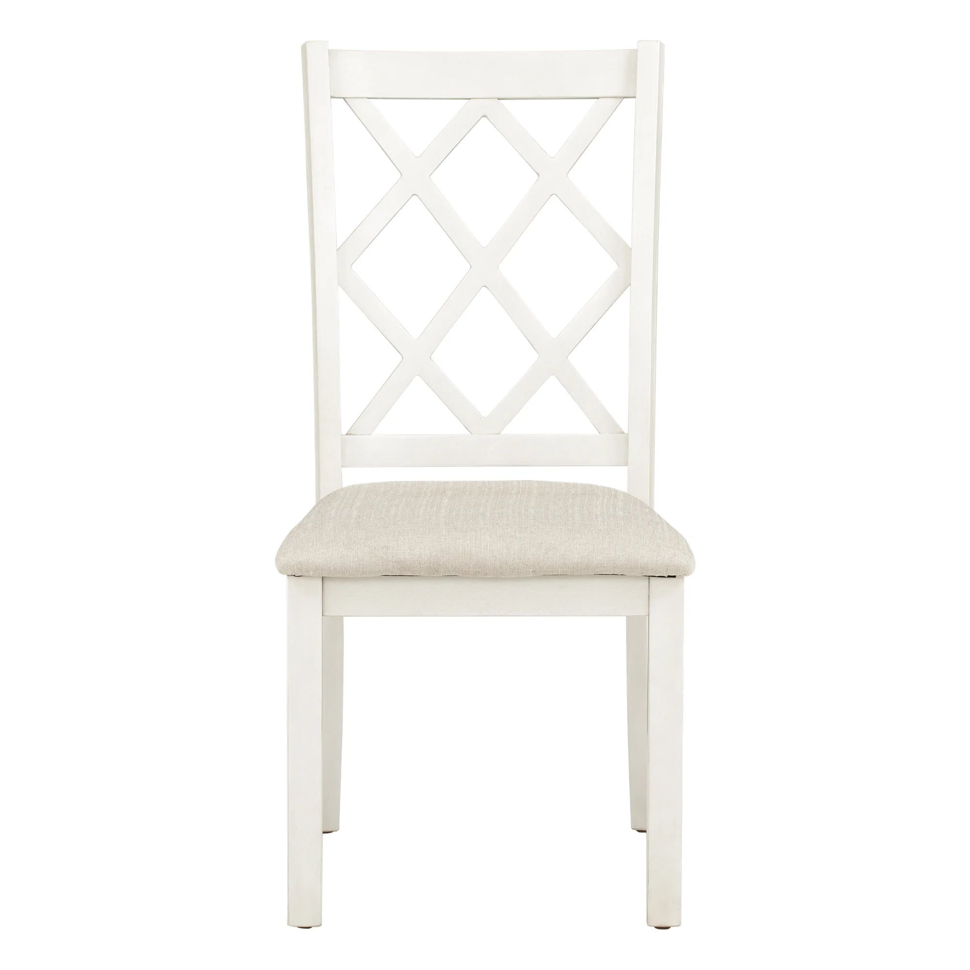 Beige Solid Wood Upholstered Dining Chairs, Set of 4 J37976