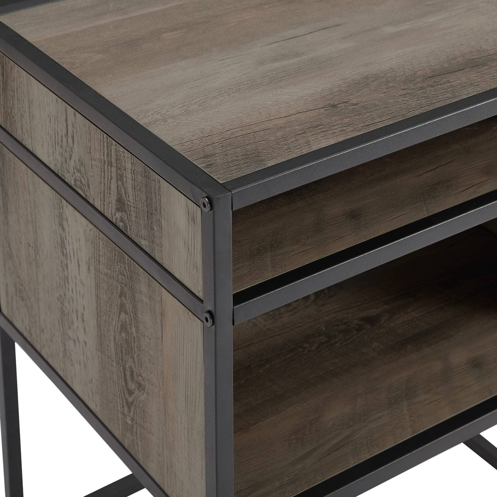 Dark Walnut Side Table with Open Shelf R3486