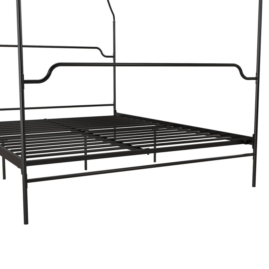 Black Metal Canopy Queen Size Bed V4926