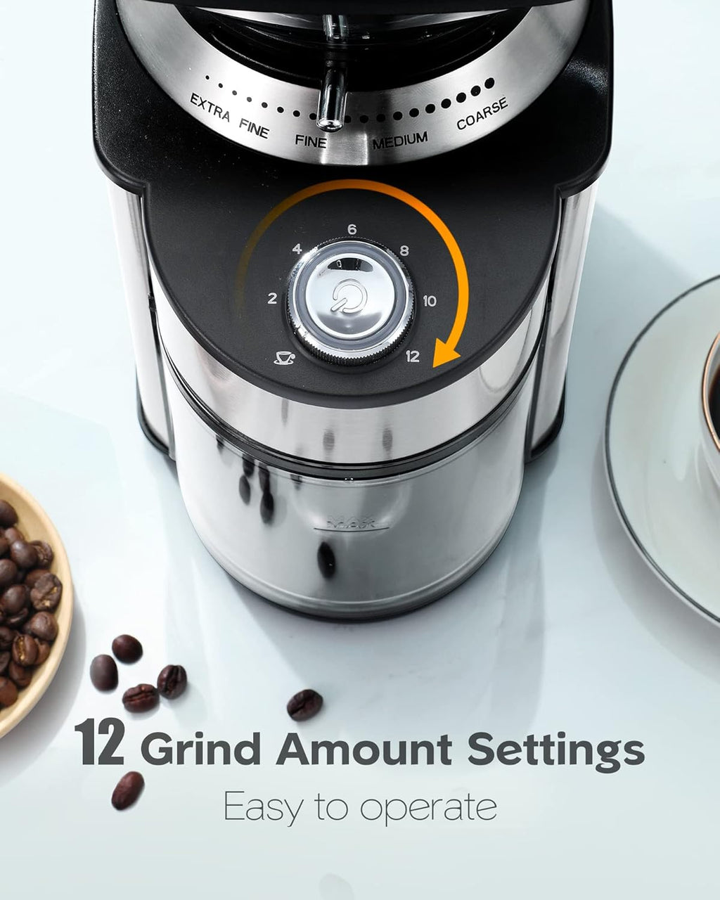 Stainless Steel Conical Burr Coffee Grinder with 19 Precise Grind Settings, Pack of 2 F5449