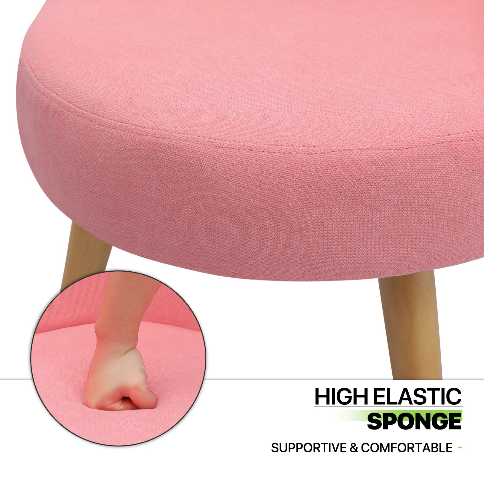 Macaron Pink Upholstered Vanity Chair H94766