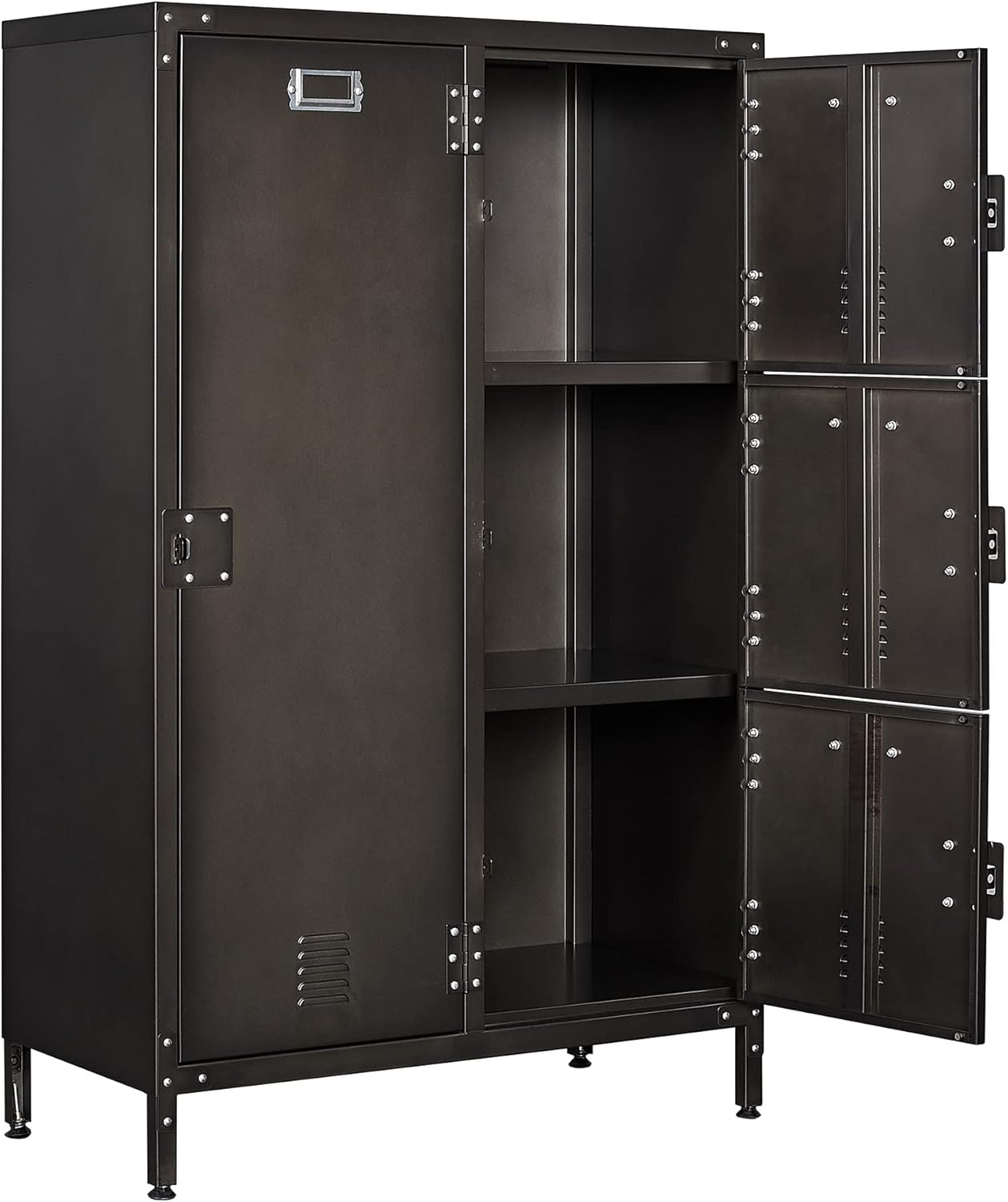 Metal Storage Cabinet with 4 Doors, 55 Height Steel Cabinet with Lockable Doors B664