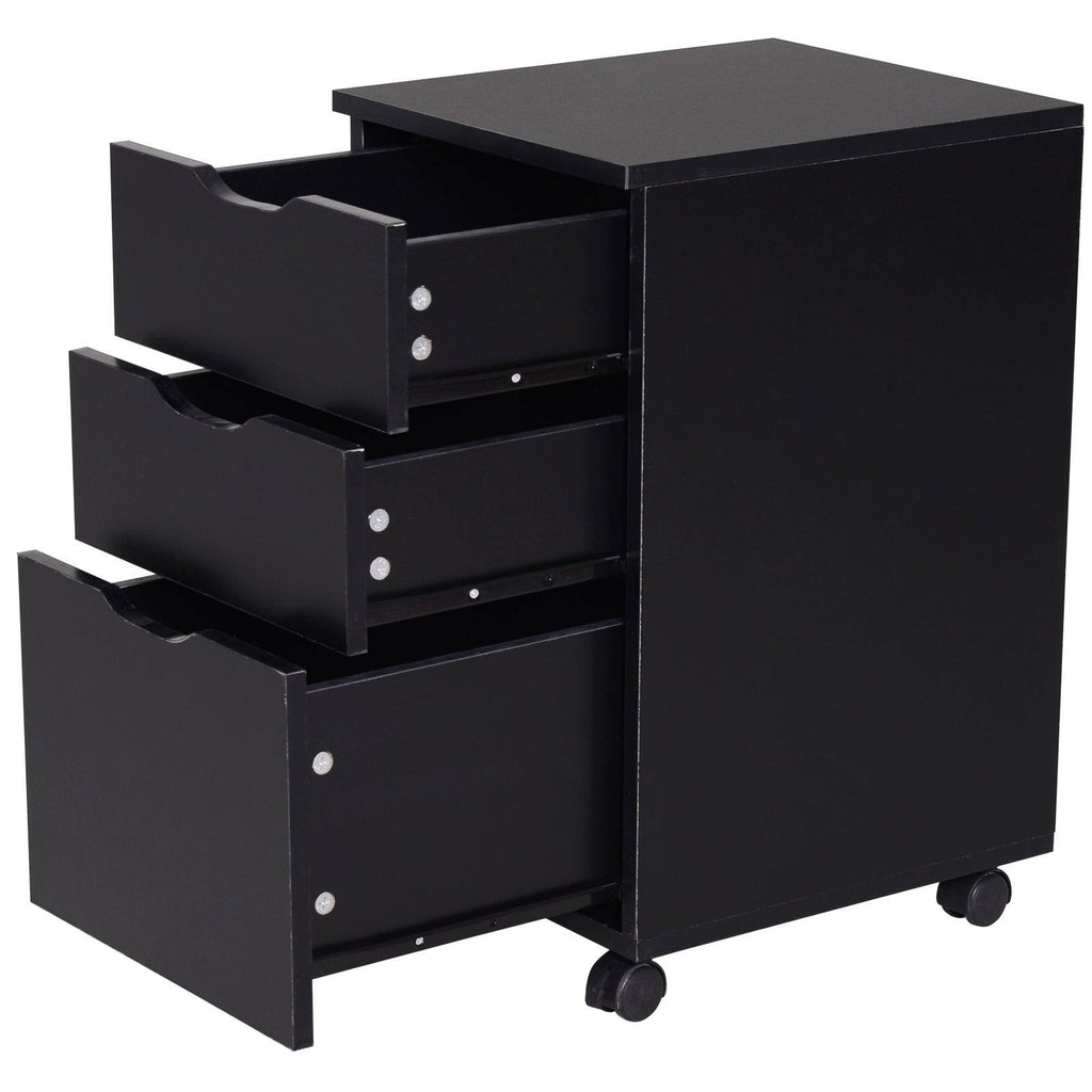 Black Wood Grain 3 Drawer Rolling File Cabinet G587516