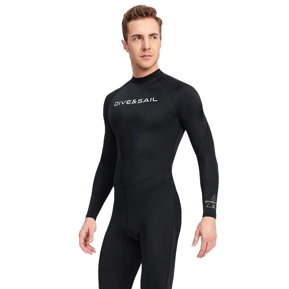 Men One Piece Swimsuit with Back Zipper Quick Dry Long Sleeve Surf Suit X6811
