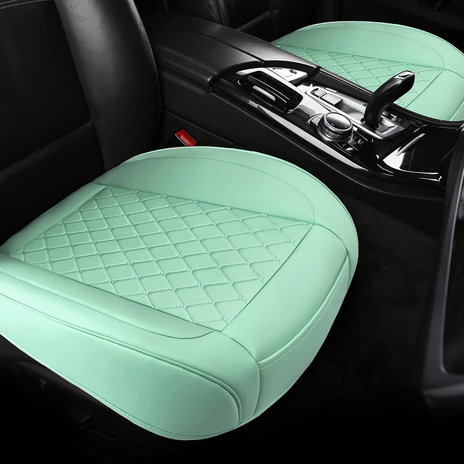 2PCS PU Leather Car Seat Cover Protector Front Seat Bottom Universal Beige Pack of 2 Z977
